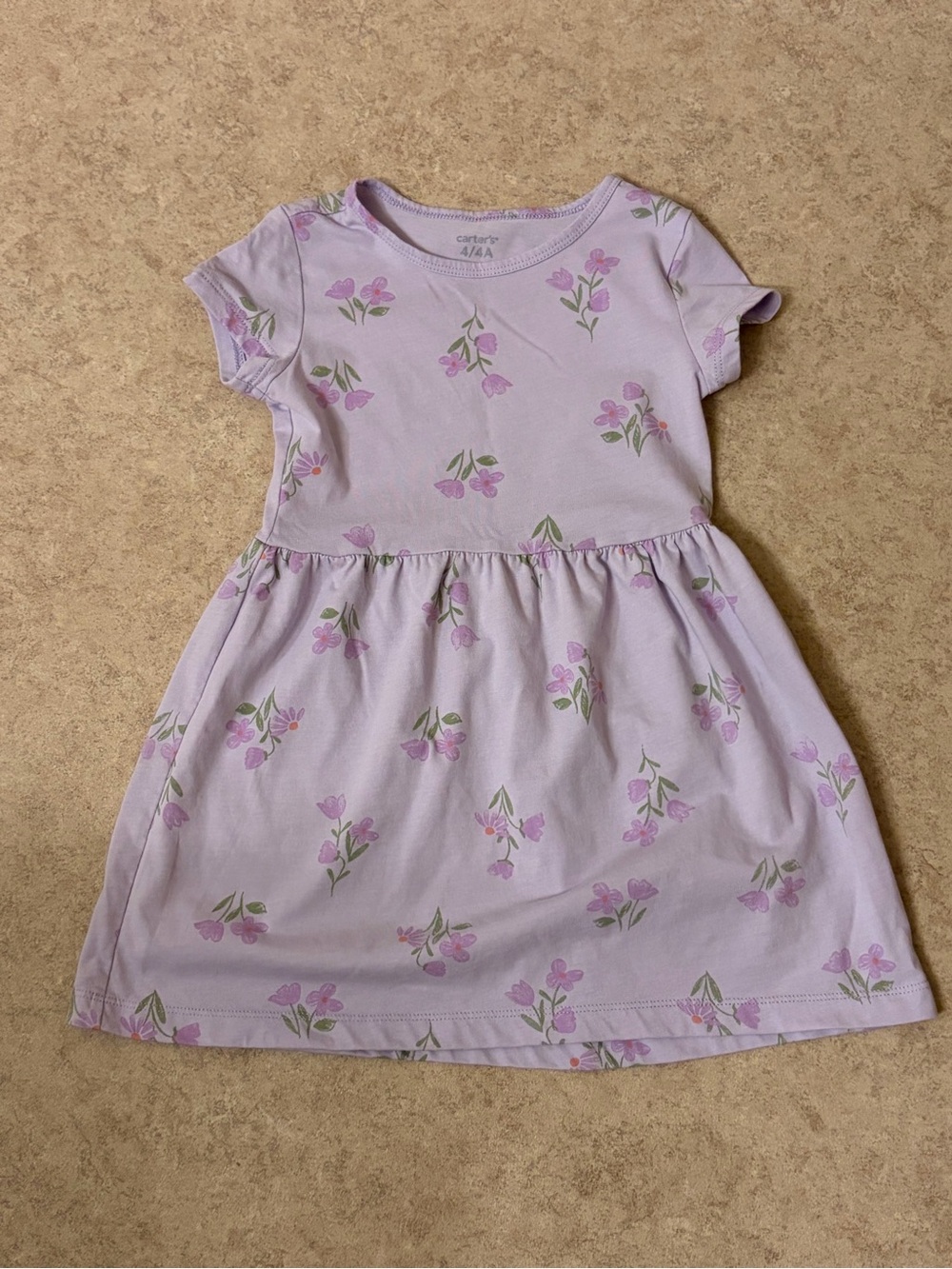 Carter's Light Purple Floral Short Sleeve Cotton Dress